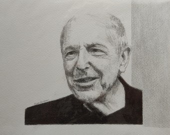 Original pencil drawing of Leonard Cohen