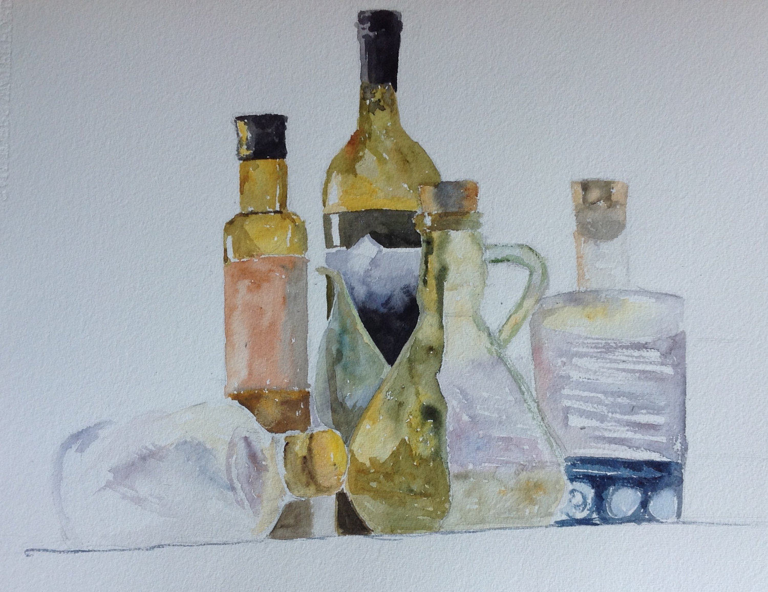 Original watercolor painting of bottles Etsy