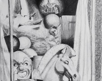 Large pencil drawing of still life