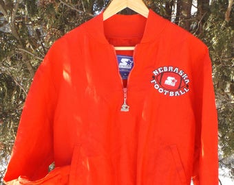 RARE Starter Jacket Vintage Starter Pullover Nebraska Football Jacket Cornhuskers University of Nebraska Starter Jacket Size Medium - Large