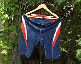 RARE Nike Bike Shorts Blue Red White Nike Vintage Shorts Size 36 inch Waist LEgging Shorts Spandex 90s Biker Shorts Swim Shorts Speedo Nike