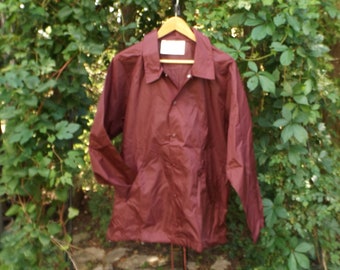 80s Windbreaker Size XL Windbreaker Maroon Solid Snap Button Jacket Oversize Windbreaker Comfy Minimalist Jacket Vintage 80s Windbreaker 90s