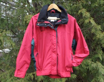 Columbia 90s Soft Red Green Vintage Jacket 90s Windbreaker Columbia Windbreaker Jacket Vintage Size Womens Medium Columbia 90s Jacket Womens