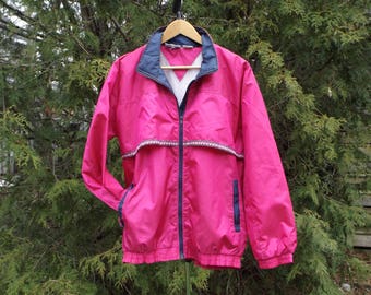 Pink 90s Windbreaker Slazenger Brand Soft Grunge 90s Windbreaker Jacket Pink Pattern Vintage Oversized Light Jacket Size Womens XL Slouchy