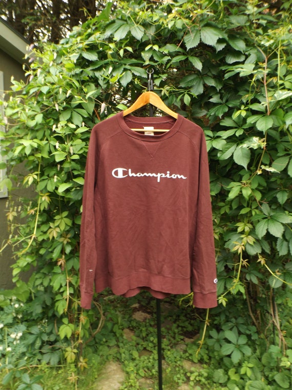 CHAMPION XL Sweatshirt Maroon Vintage Hoodie Harv… - image 1