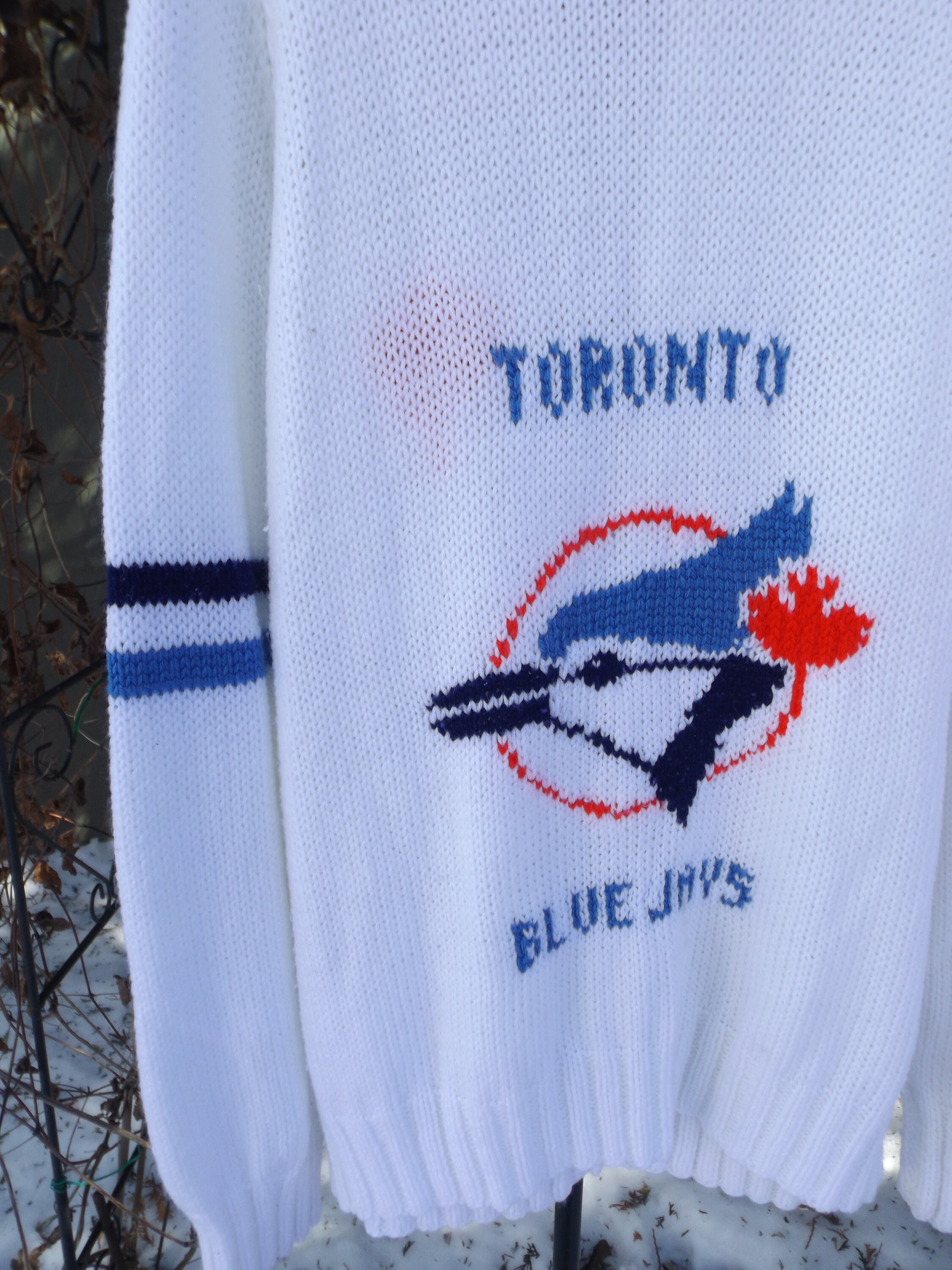 Vintage Blue Jays Sweater 90s Knit Cardigan size XL Knit Etsy