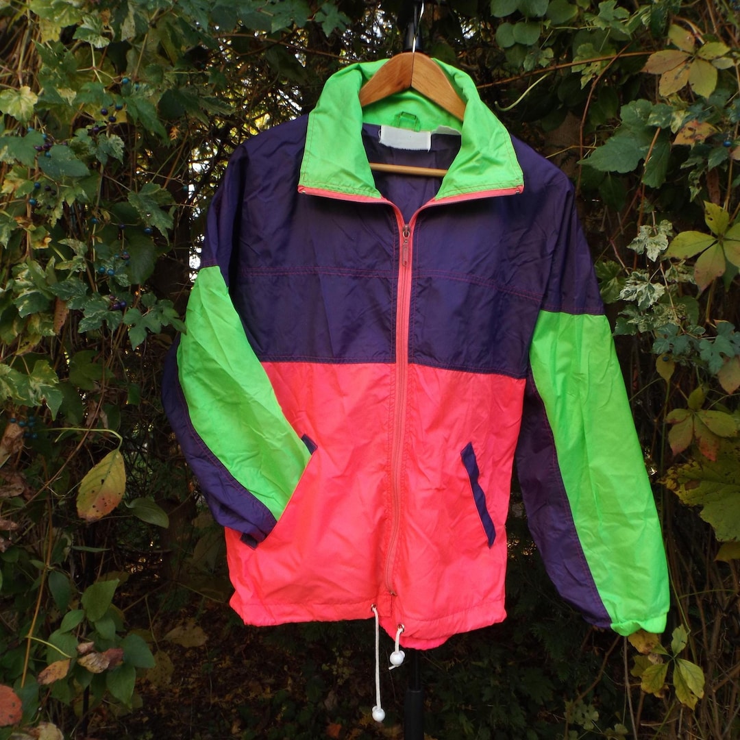 90s Cropped Neon Cinched Windbreaker main image 1
