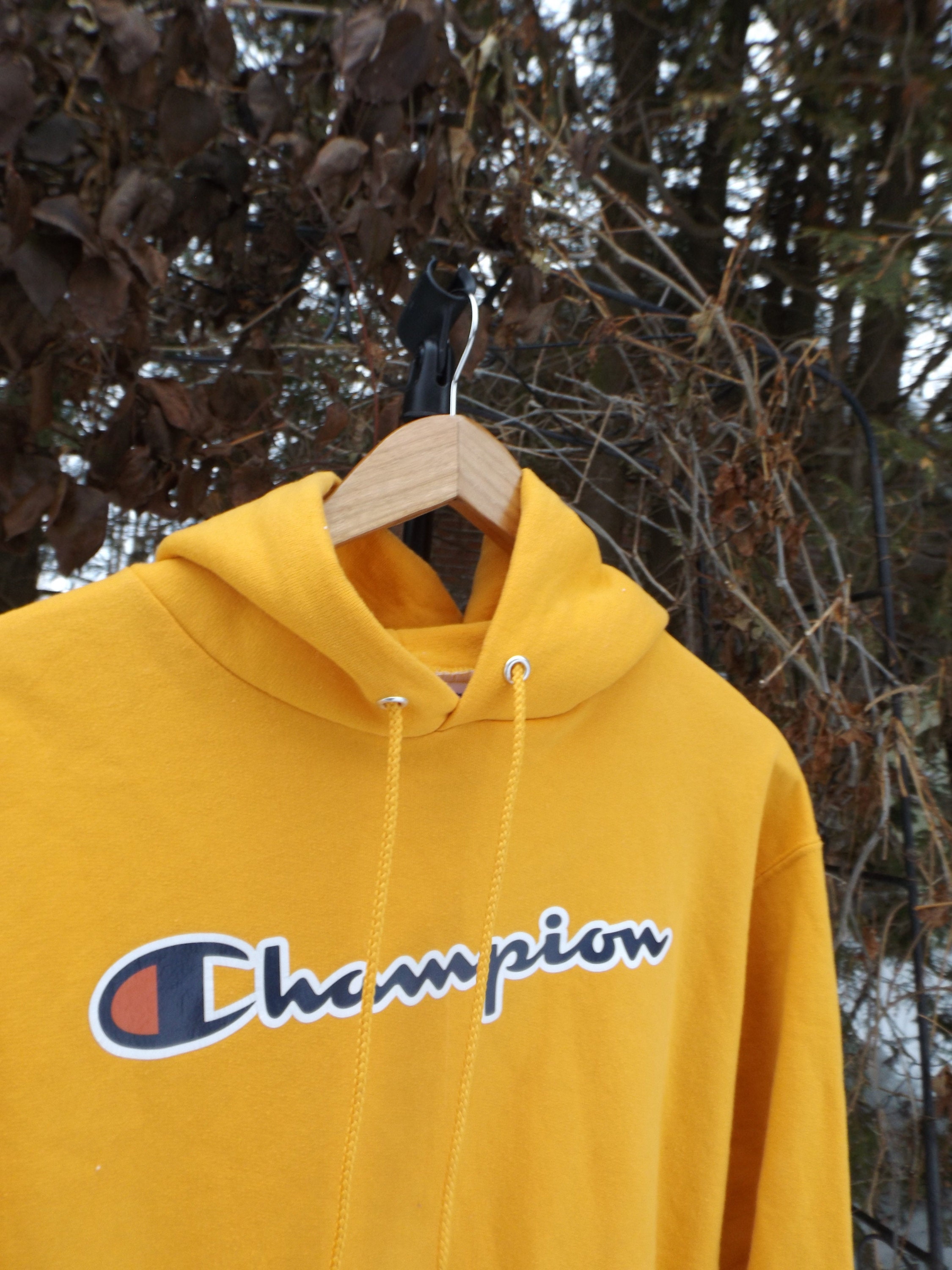 Champion Hoodie MEDIUM Yellow Champion 