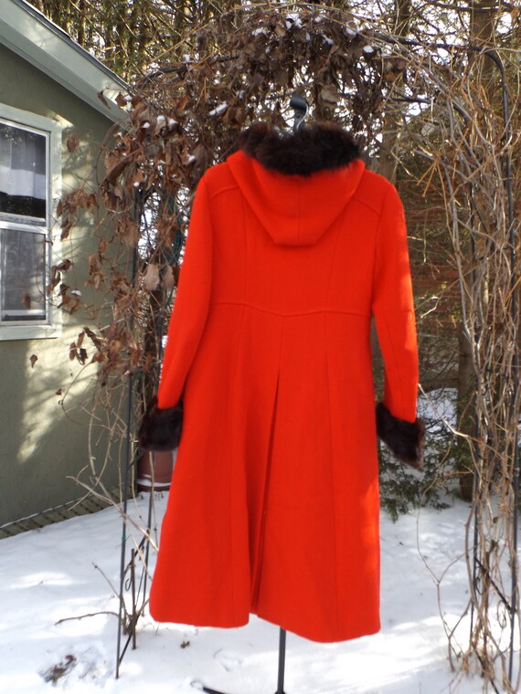 1960s Womens Overcoat SMALL Long Jacket Fur Coat … - image 7