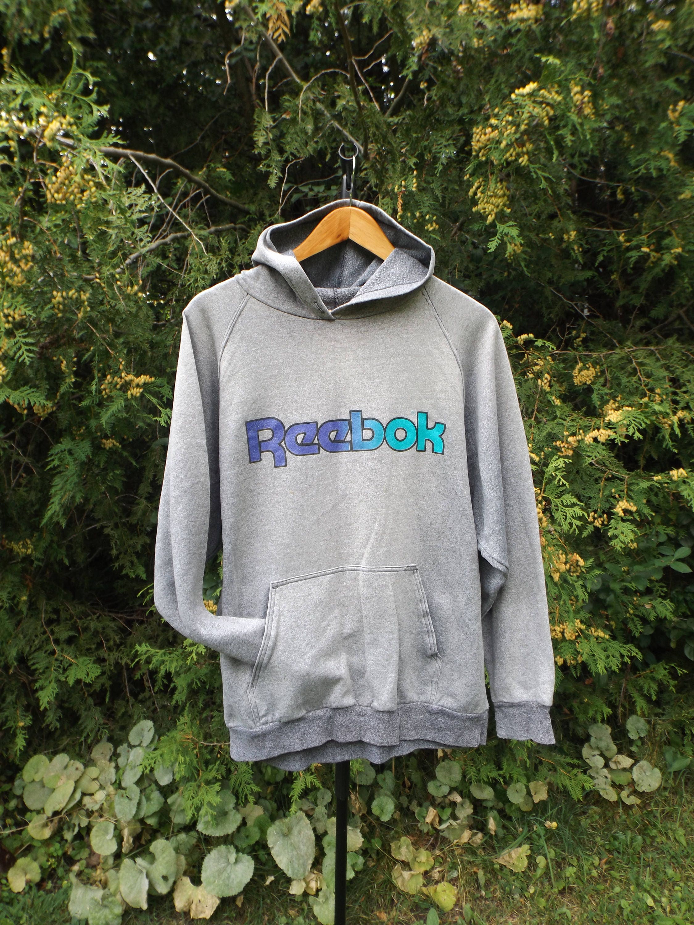 Reebok Hoodie Vintage 90s Pullover Hoodie Reebok Vintage Grey