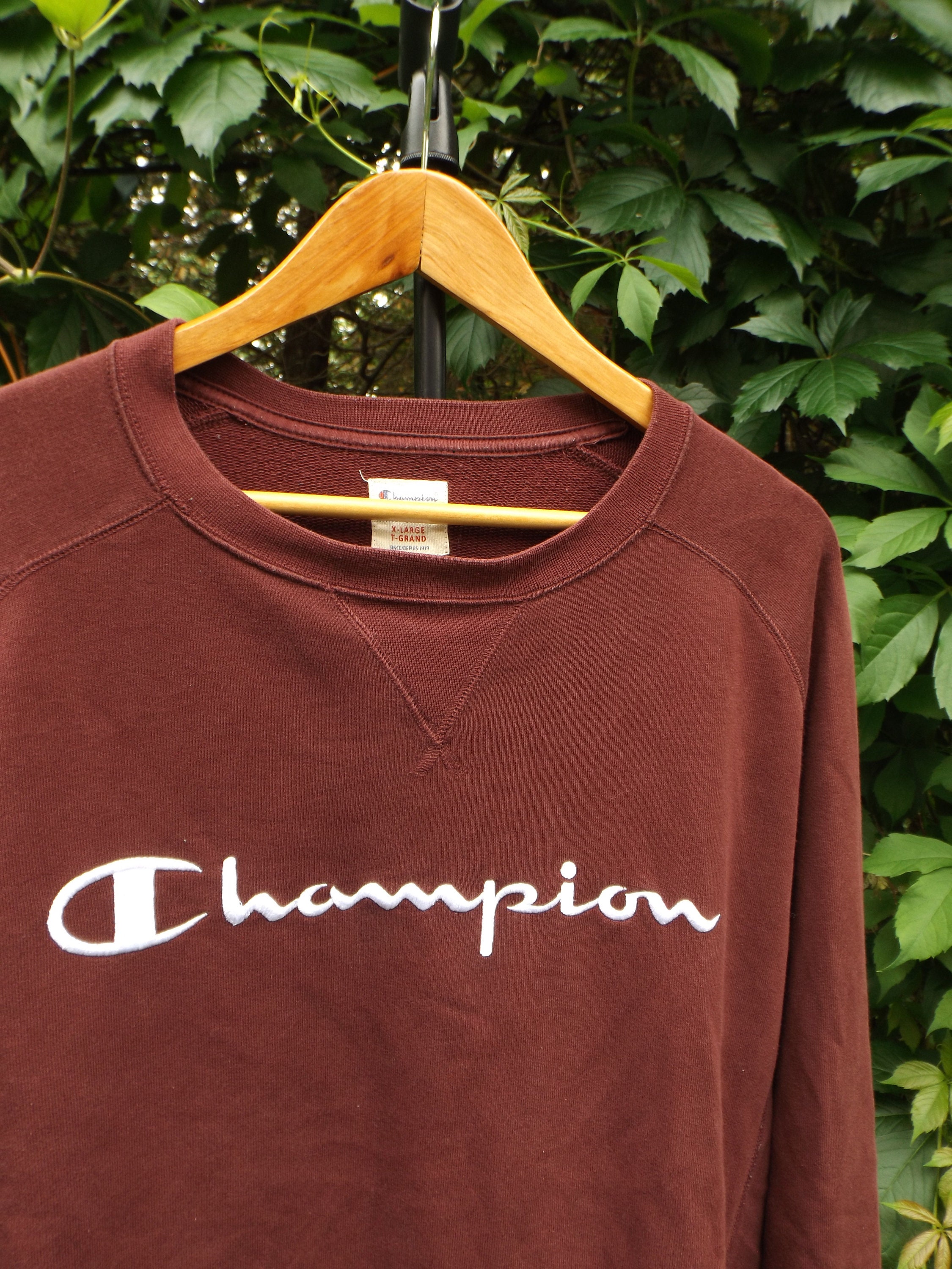 CHAMPION XL Sweatshirt Maroon Vintage Hoodie Harvard Color
