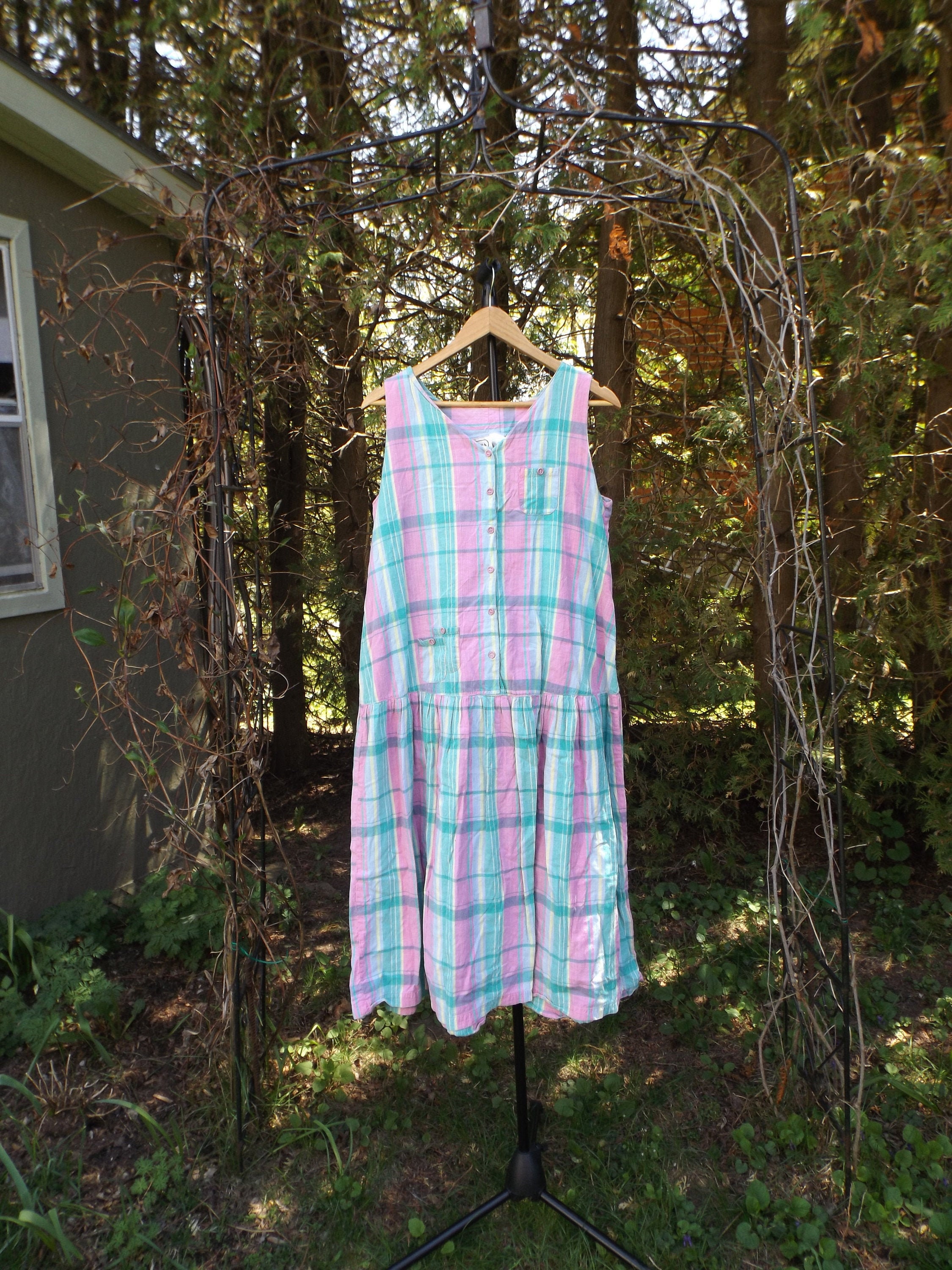 Pastel Plaid Dress 90s Womens Size Medium to Large Baggy Dress - Etsy