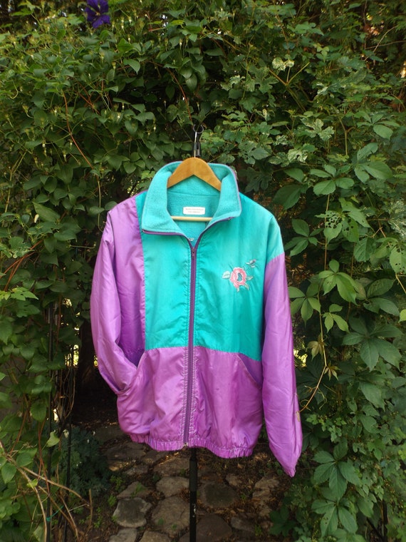90s purple and teal windbreaker sale