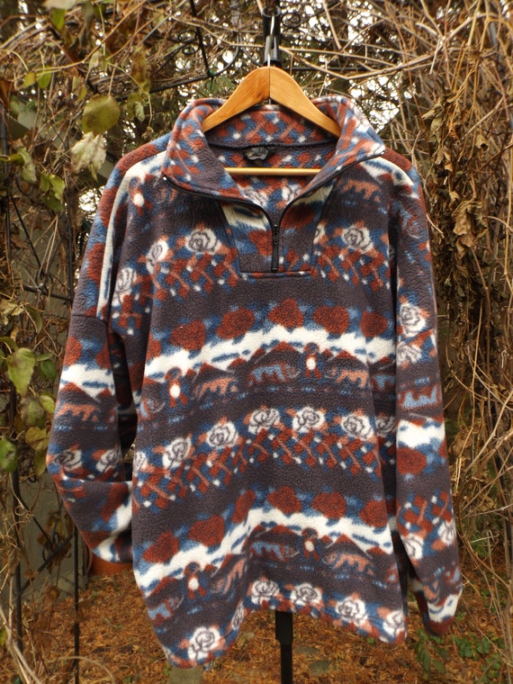 Womens patterned fleece pullover hotsell