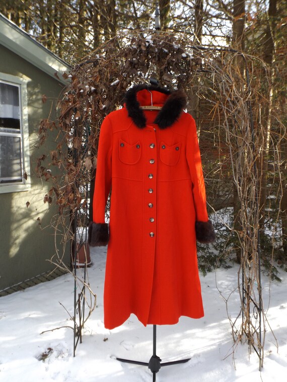 1960s Womens Overcoat SMALL Long Jacket Fur Coat … - image 1