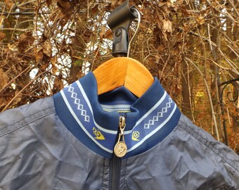 80er Windbreaker Dunlop Tennis Jacke Vintage Navy Blau Windbreaker