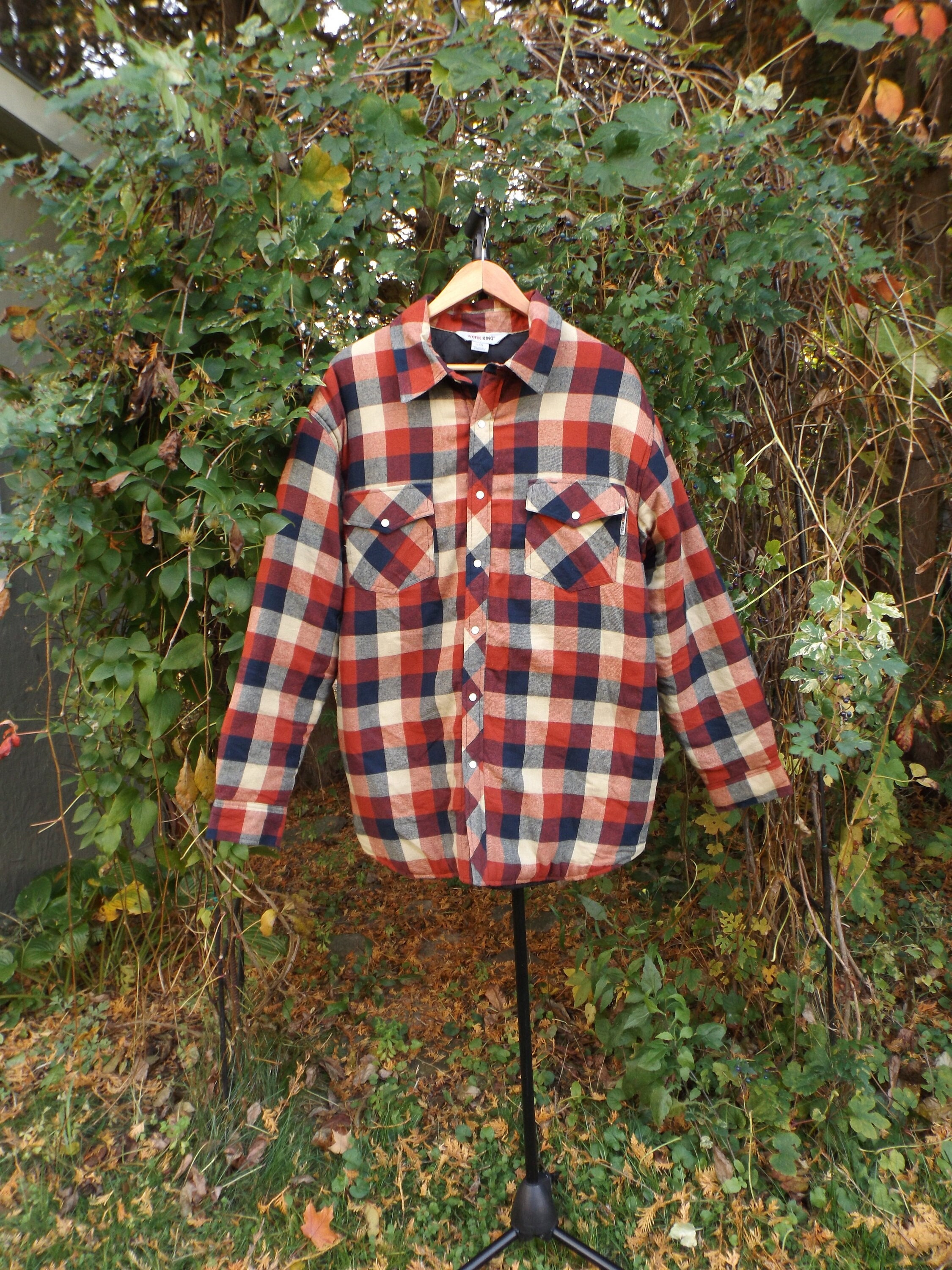 L to XL Flannel Jacket 70s Plaid Jacket Red Blue Beige Work King Brand 80s Flannel Jacket Plaid Lumberjack 90s Grunge Comfy Oversized Jacket Etsy