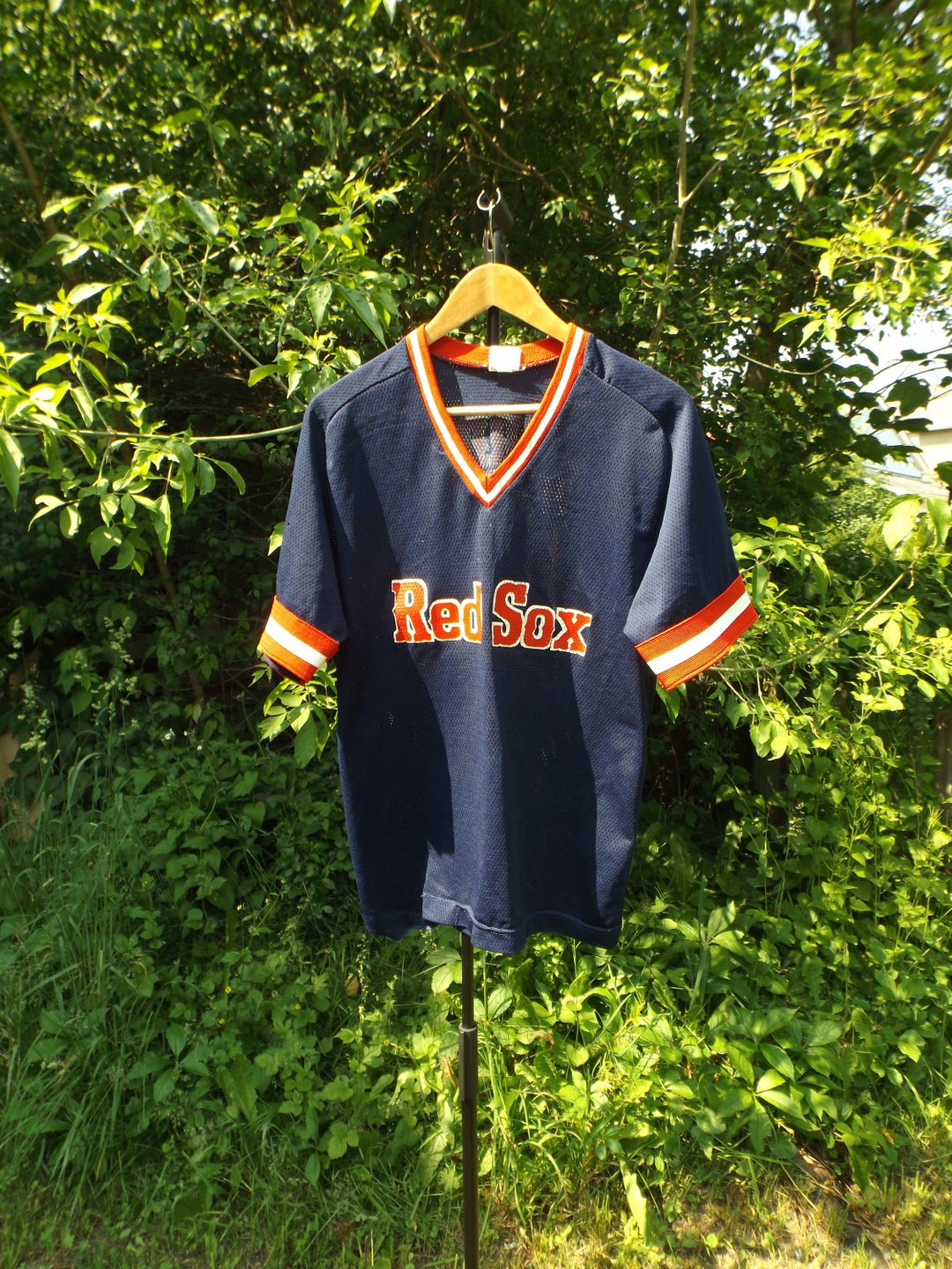 Boston Red Sox Blank Jersey Vtg 90s Tru Fan MLB Baseball Sewn Blue Size XXL  Rare