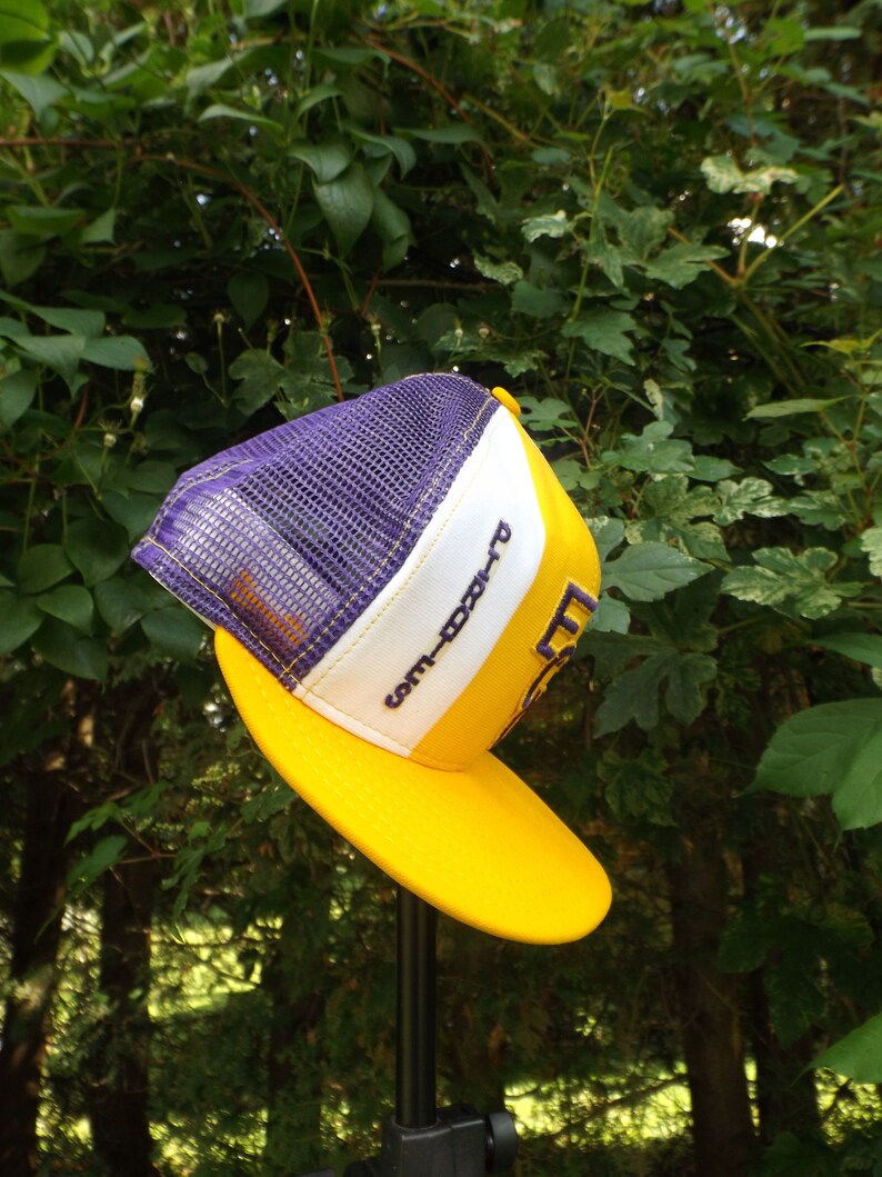 ECU Vintage Hat Pirates Hat Rucker Cap 80s East Carolina University Pirates Yellow Purple Hat LA Lakers Colors Rare 80s Hats Football lids