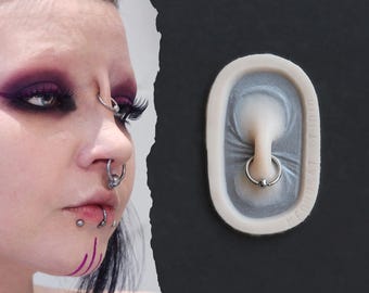 Nose Bridge Piercing Silicone Prosthetic: Professional-Grade SFX Makeup for Halloween, LARP, and Cosplay - Latex-Free
