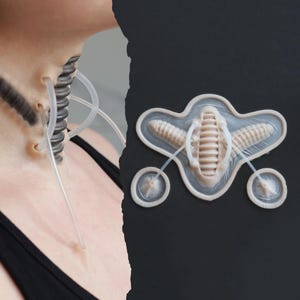 Cyborg Neck Piece Silicone Prosthetic: Professional-Grade SFX Makeup for Halloween, LARP, and Cosplay - Latex-Free