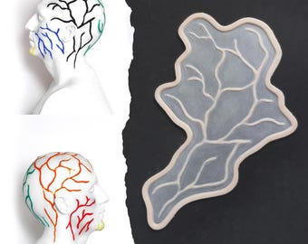 Cranial Vein (Set of 6) Silicone Prosthetics: Professional-Grade SFX Makeup for Halloween, LARP, and Cosplay - Latex-Free