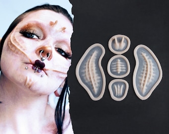 Seahorse Facial Scales Silicone Prosthetics: Professional-Grade SFX Makeup For Halloween, LARP, and Cosplay - Latex-Free