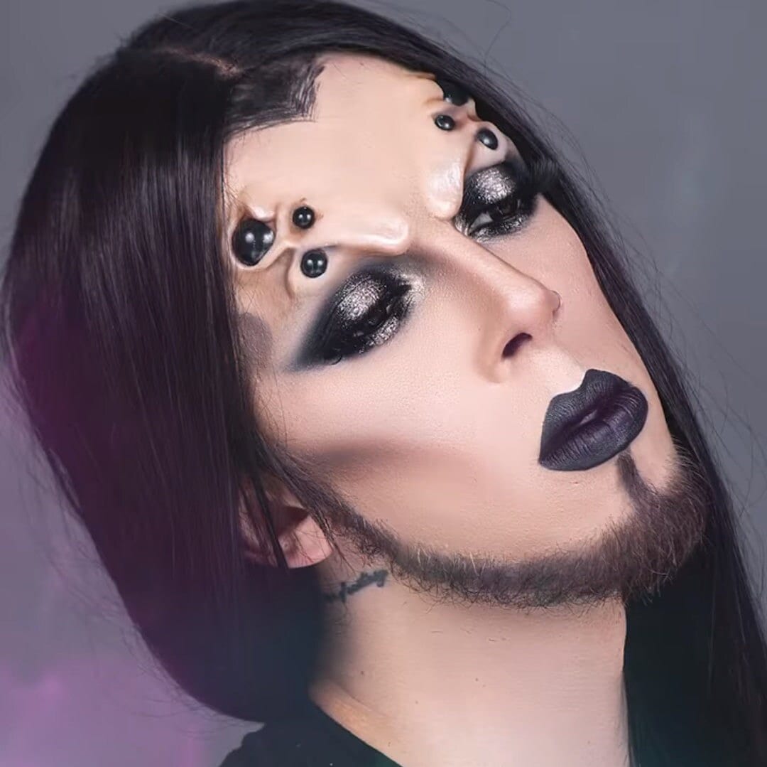Halloween, Cosplay Spider Eyes Stage Makeup Kit - Eyelashes, Face Gems  #8391