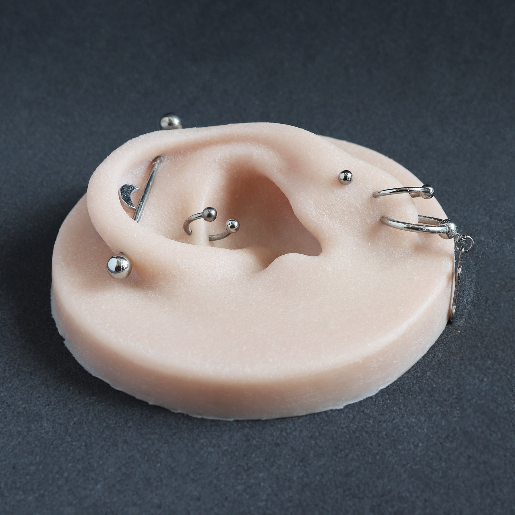 UNICRAFTALE Présentoir De Boucles D'Oreilles En Silicone Noir - Support De Piercing Avec Base Ronde Élégante