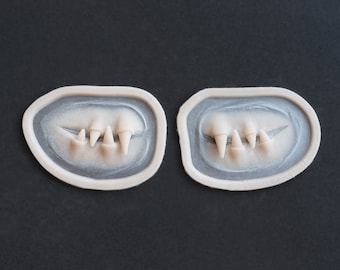 Facial Fangs 2.0 (Pair) Silicone Prosthetics: Professional-Grade SFX Makeup for Halloween, LARP, and Cosplay - Latex-Free