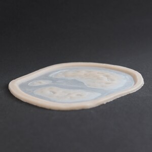 Zombie Bite silicone prosthetic in vanilla shade on a black surface at a steep angle