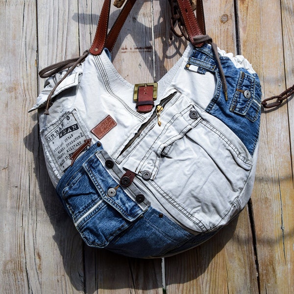 3-face Unique Designed Bag, Convertible, Denim Tote bag, Laptop Rucksack, Women's Convertible, Shoulder strap denim, Boho Women Bag, Tote