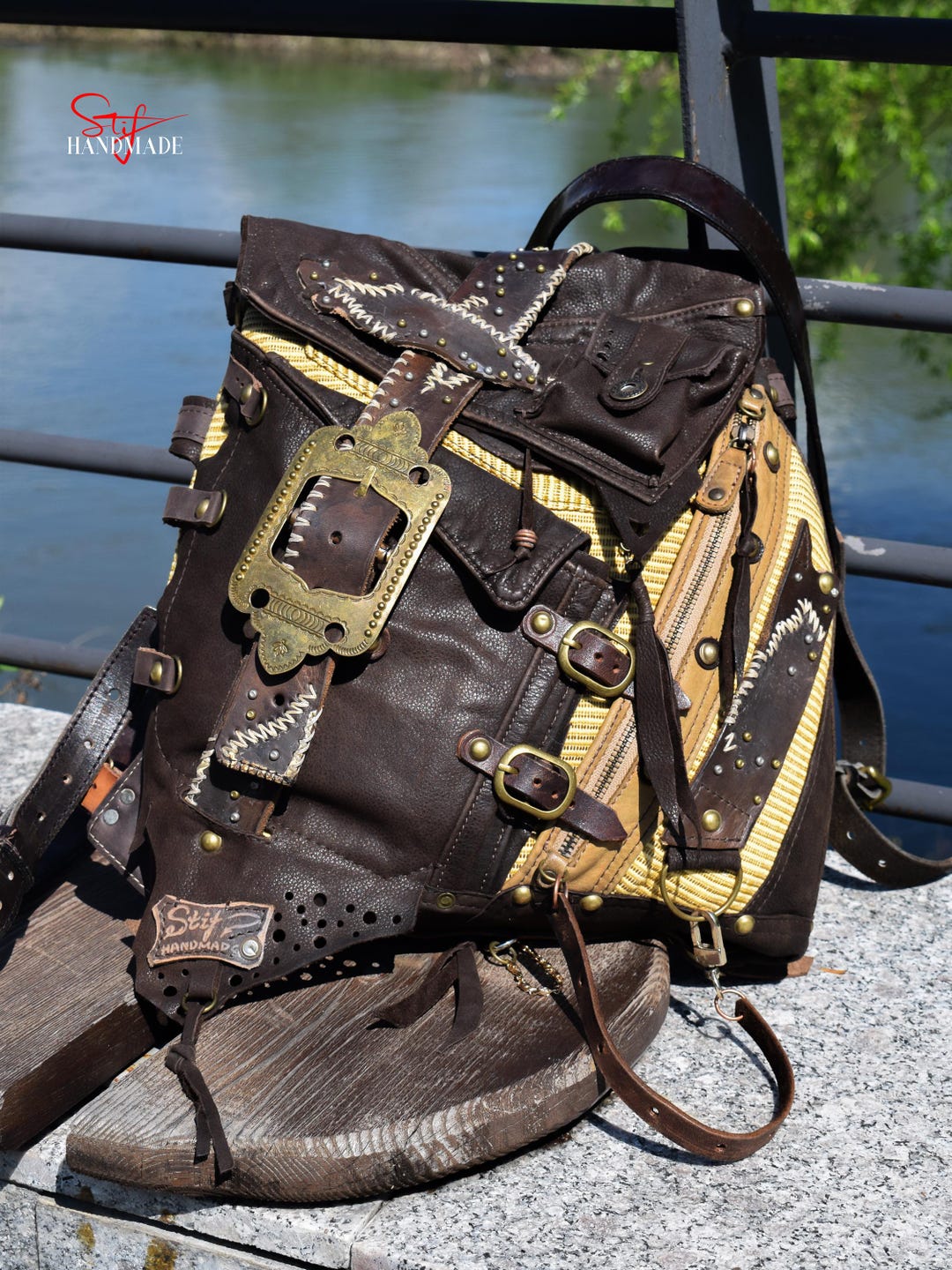 Rustic Backpacking Pack HIGH-END Handmade Leather Backpack Artistic Knapsack Travel Rustic ...