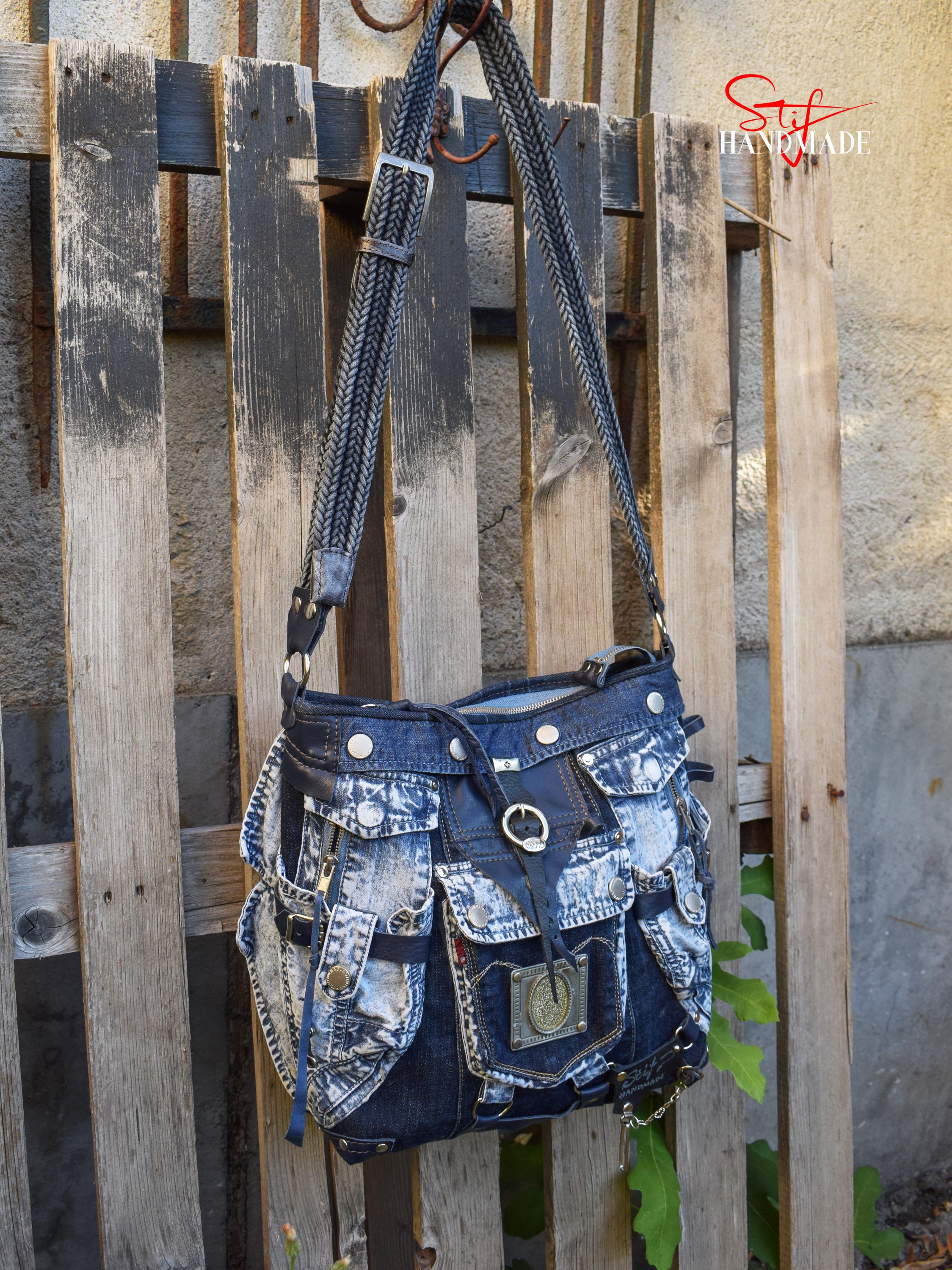 バッグ archive Y2K Denim Leather Shoulder Bag HIGH-END Denim & Leather Pieces Shoulder Bag Artistic Women's