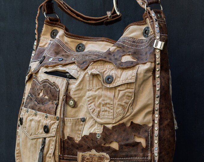 HIGHEND Italian Leather Denim Urban Sahara Military Shoulder Multi Way