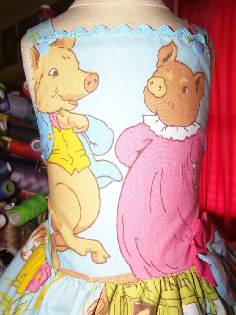 Ginger and Pickles Peter Rabbit Vintage fabric Picture Day Ruffle Dress Size 4t Ready to ship