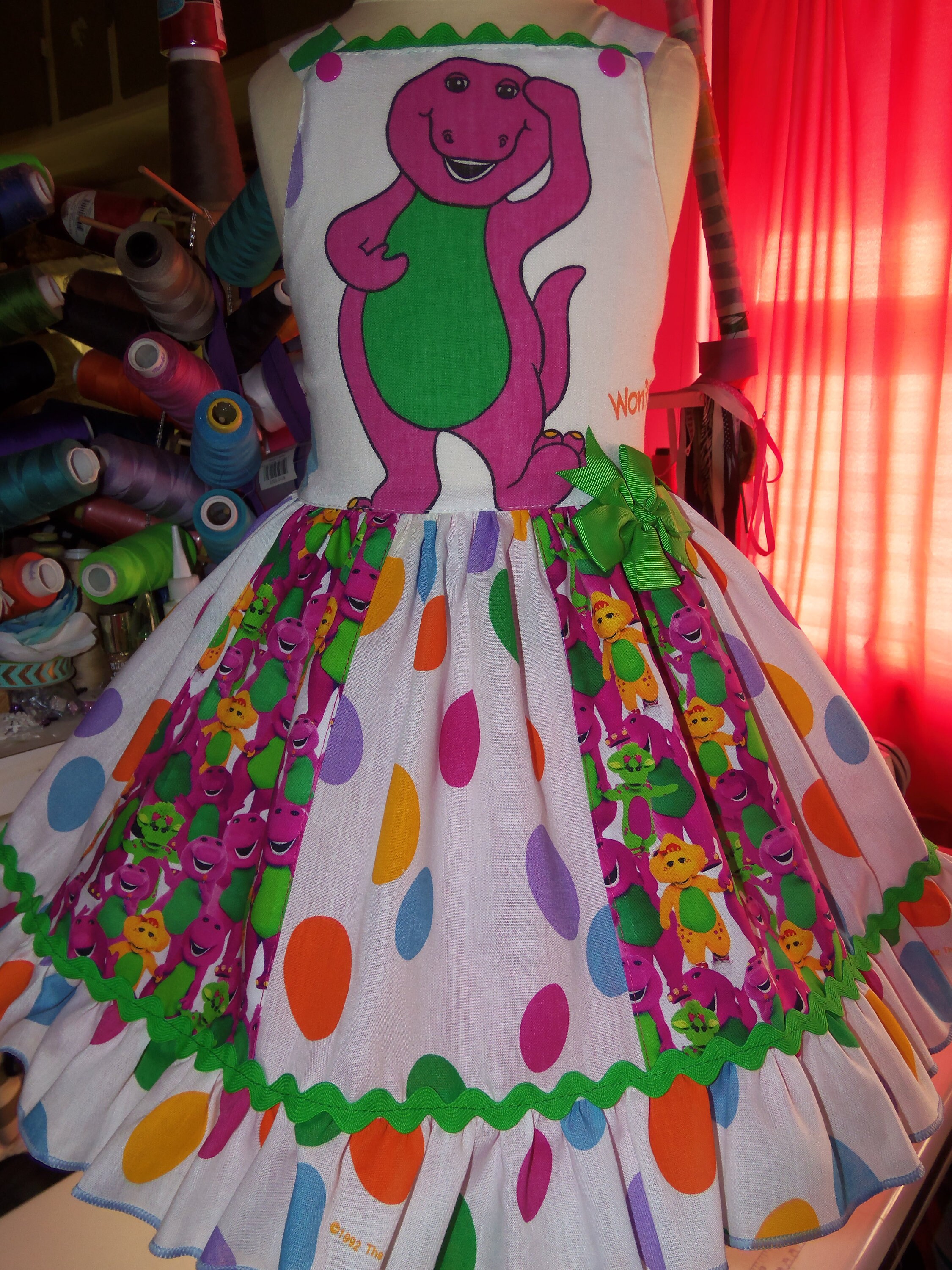 NEW Fabric Barney Doll Polka Dots Ruffle Dress Size 3t | Etsy