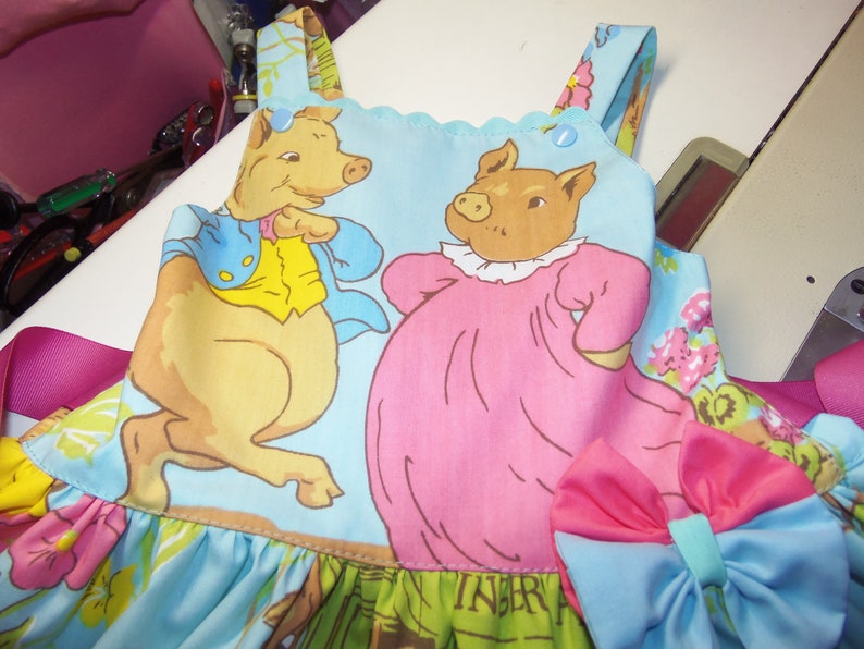 Ginger and Pickles Peter Rabbit Vintage fabric Picture Day Ruffle Dress Size 4t Ready to ship