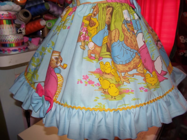 Ginger and Pickles Peter Rabbit Vintage fabric Picture Day Ruffle Dress Size 4t Ready to ship