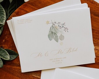 Plantilla de sobre con dirección navideña / Correo postal navideño (Descarga instantánea)