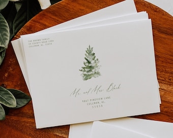 Plantilla de sobre con dirección navideña / Correo postal navideño (Descarga instantánea)