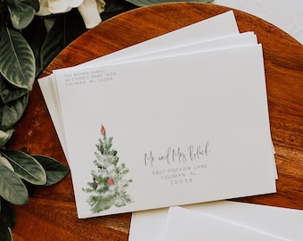 Plantilla de sobre navideño / Correo postal con direcciones para las fiestas (Descarga instantánea)