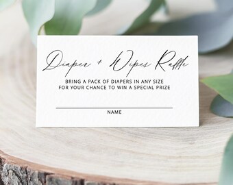 Kit imprimible para rifa de pañales, juegos para baby shower, boleto y letrero para rifa de pañales DIY, descarga instantánea, caligrafía, descarga instantánea