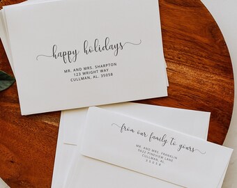 Plantilla de sobre con dirección navideña / Correo postal navideño (Descarga instantánea)