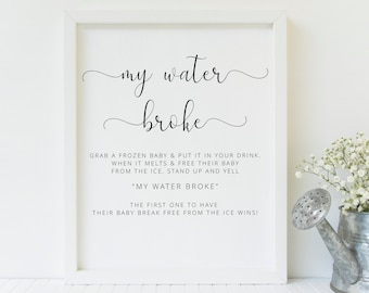My Water Broke Game Template, Frozen Baby Game, Ice Cube, Editable Download, Printable, Instant Download