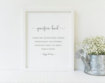 Pacifier Hunt, Baby Shower Game Sign, Editable Download, Printable, Instant Download