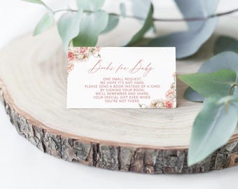 Libros para baby shower con tarjeta de solicitud (descarga digital)