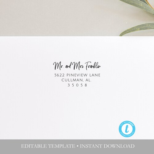 Guest Address Label Instant Download DIY Address Labels Etsy