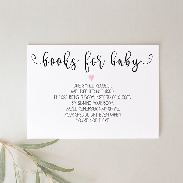 Books for Baby Request | Printable Insert | Instant Download | Baby Shower Book Request Insert