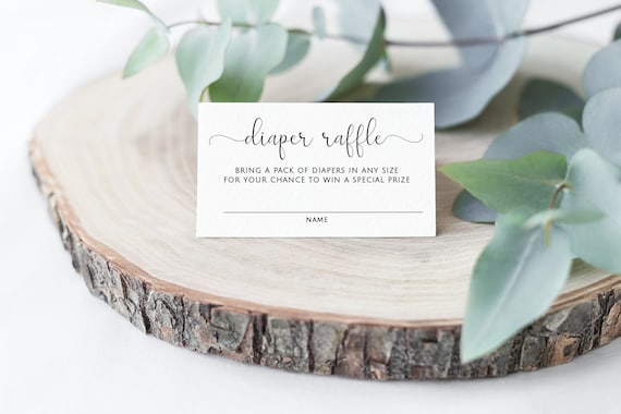 Baby Shower Diaper Raffle Ticket & Sign, Calligraphy (Digital Download)